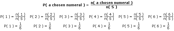 Probability of getting a chosen numeral Probability of getting a chosen numeral